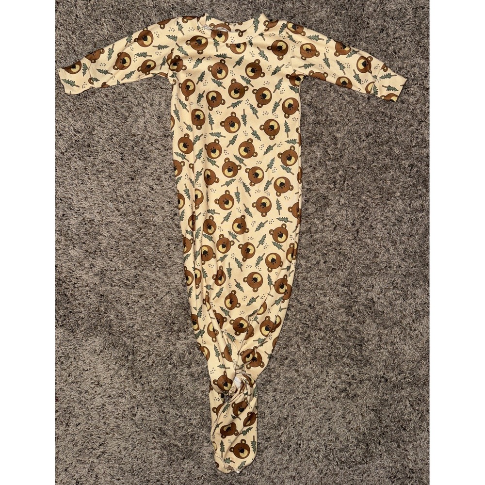 Newborn Baby Knotted Gown, Ultra-Soft Infant Sleeper‎ Bears Trees Handmade